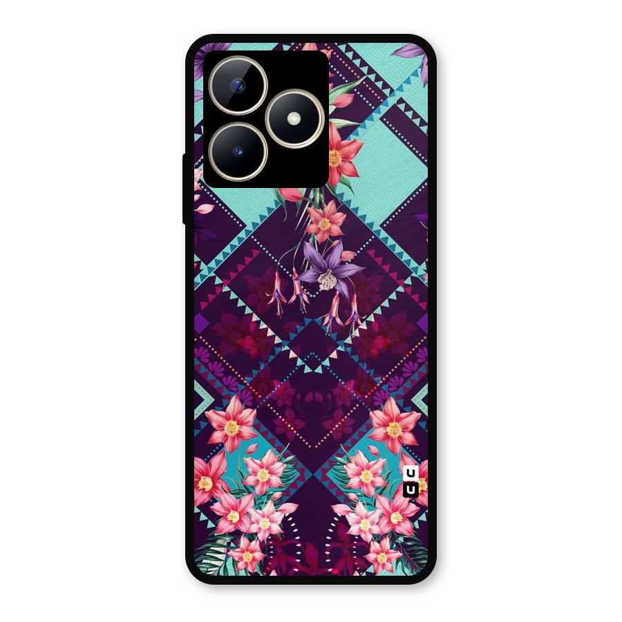 Floral Diamonds Metal Back Case for Realme Narzo N53