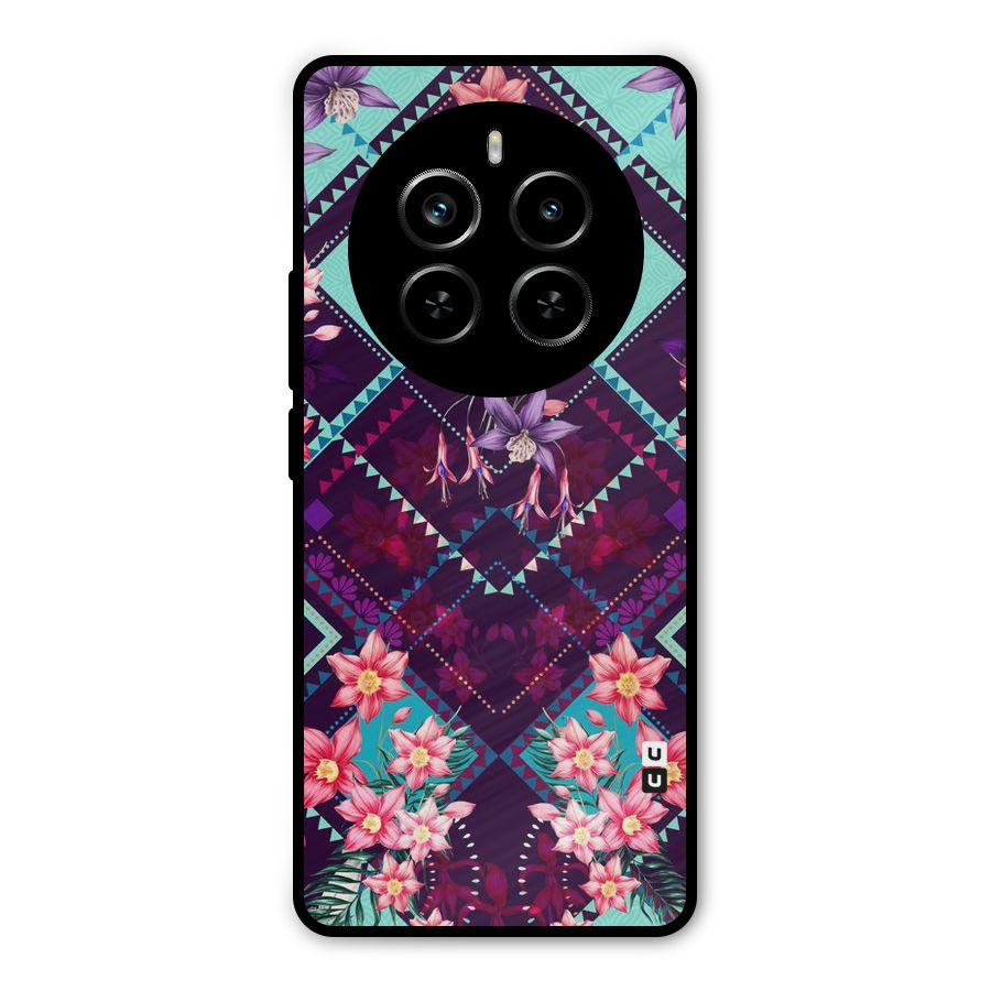 Floral Diamonds Metal Back Case for Realme P1 Pro