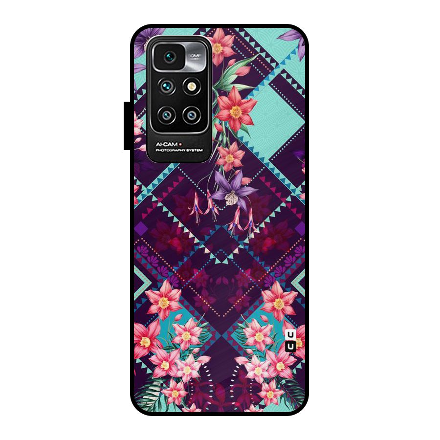 Floral Diamonds Metal Back Case for Redmi 10 Prime