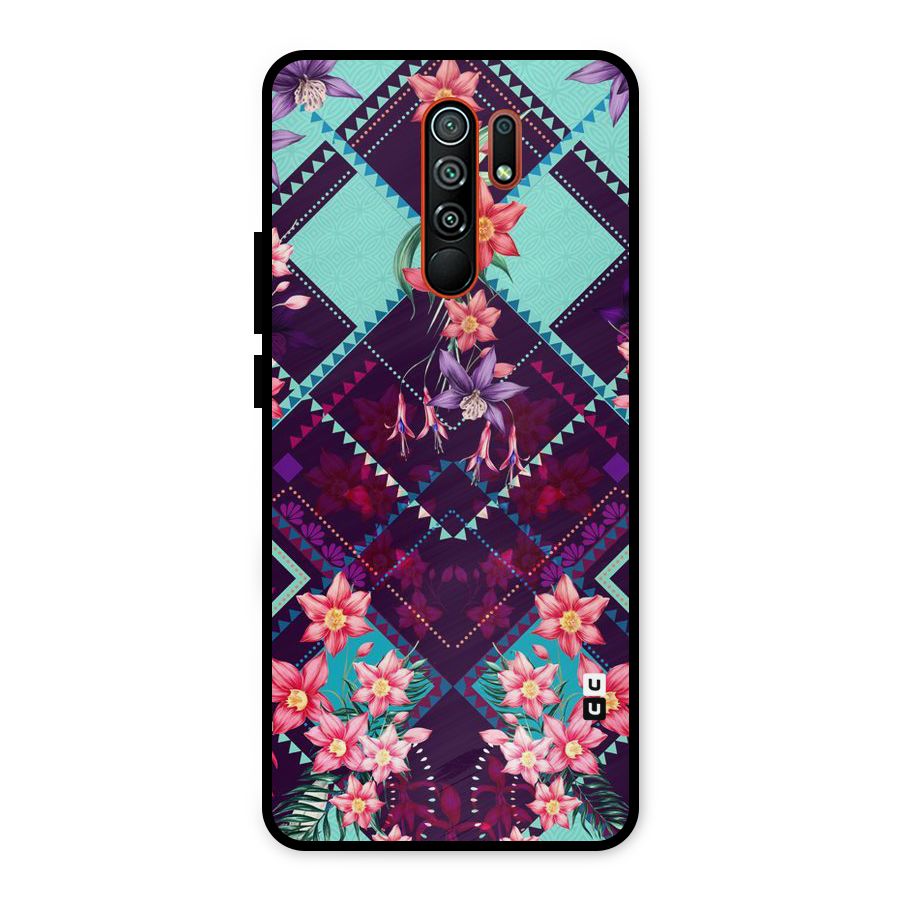 Floral Diamonds Metal Back Case for Redmi 9 Prime