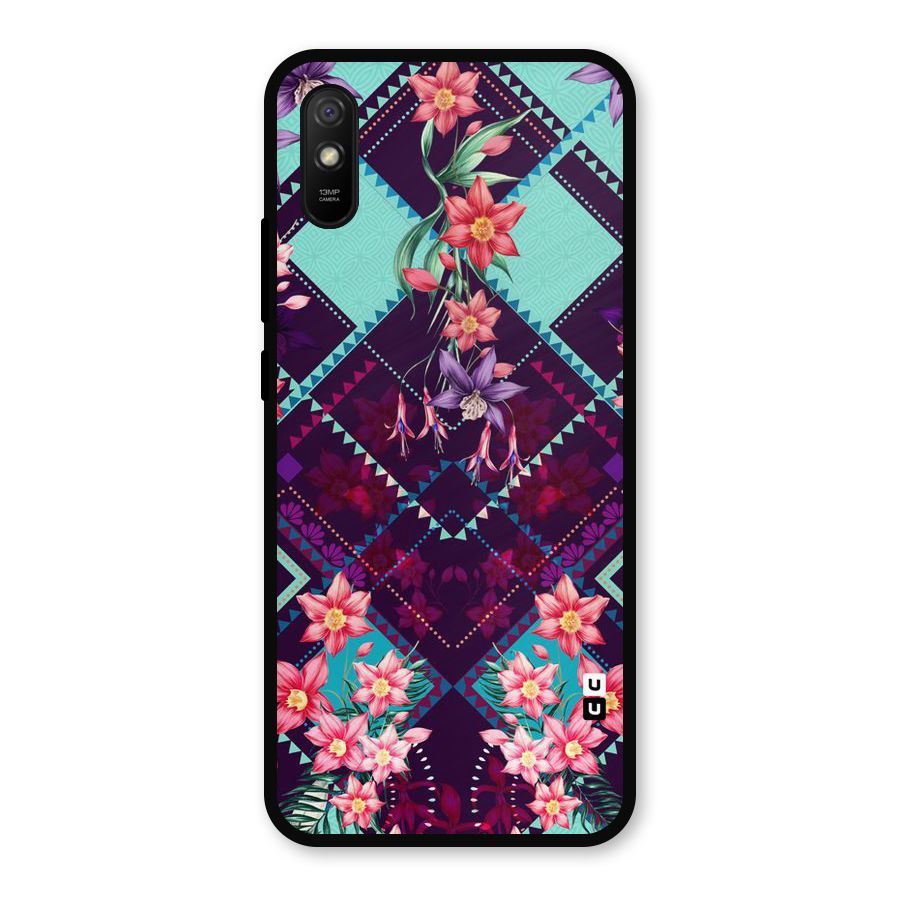 Floral Diamonds Metal Back Case for Redmi 9a