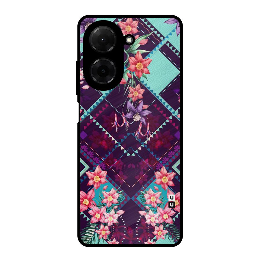 Floral Diamonds Metal Back Case for Redmi A5 4G
