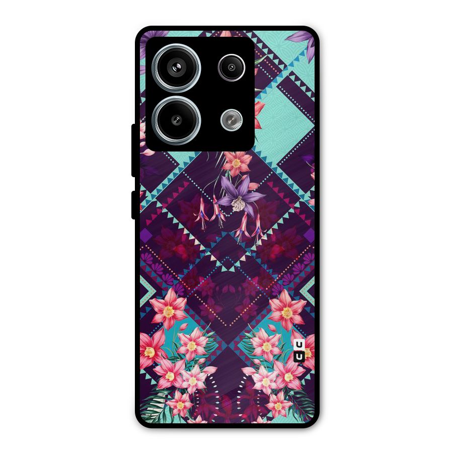 Floral Diamonds Metal Back Case for Redmi Note 13 Pro 5G