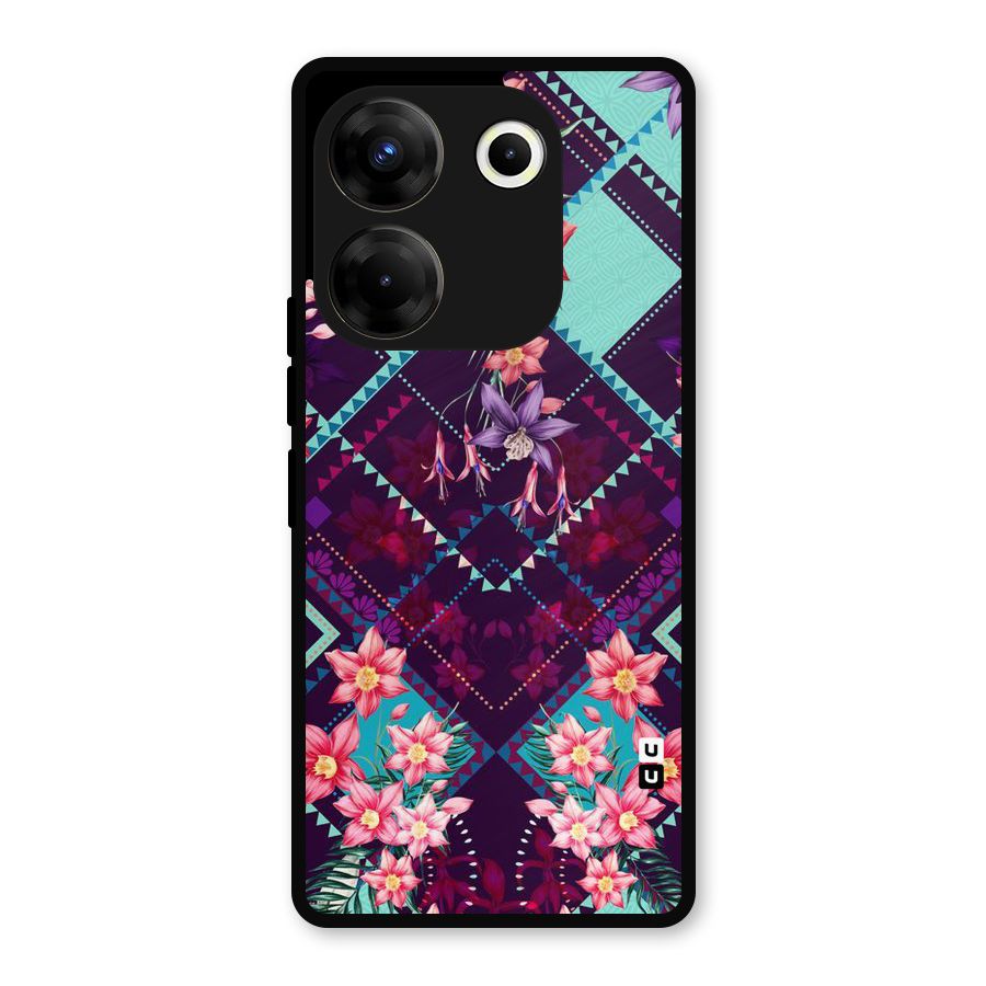 Floral Diamonds Metal Back Case for Tecno Camon 20
