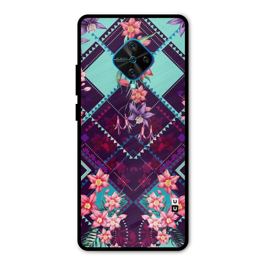 Floral Diamonds Metal Back Case for Vivo S1 Pro