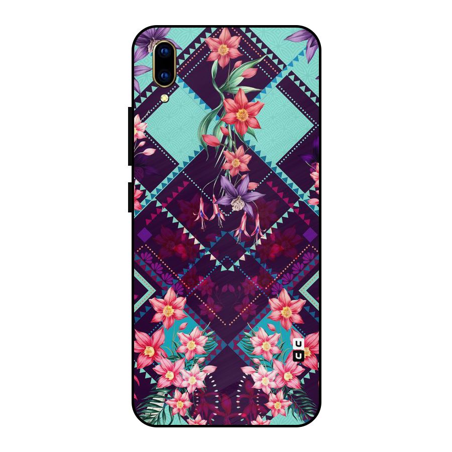 Floral Diamonds Metal Back Case for Vivo V11 Pro