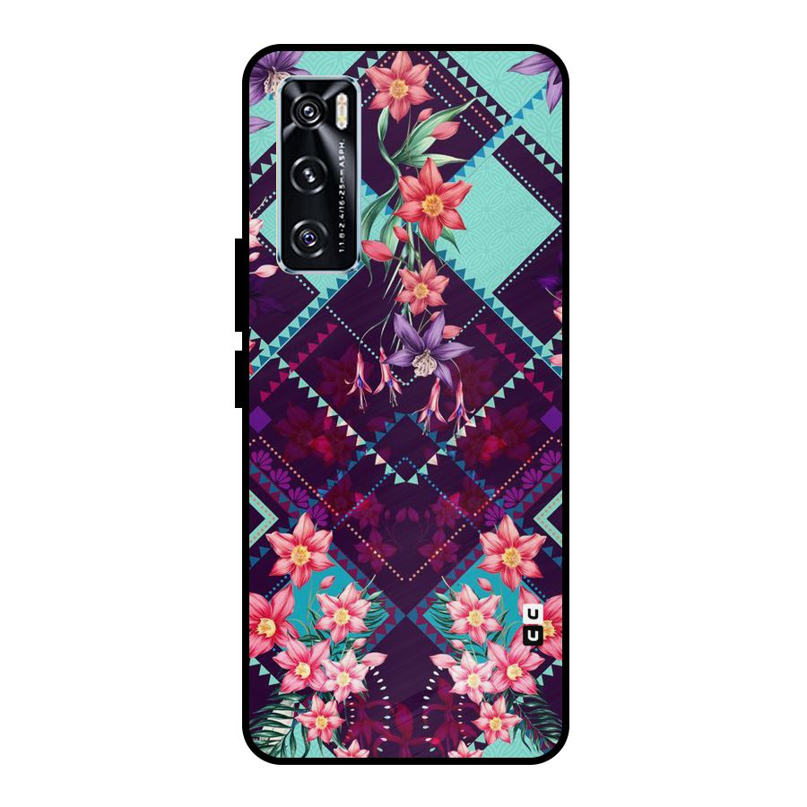 Floral Diamonds Metal Back Case for Vivo V20 SE