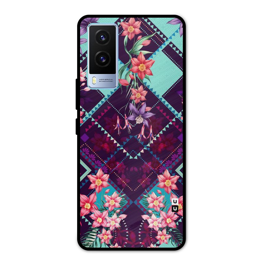 Floral Diamonds Metal Back Case for Vivo V21e 5G