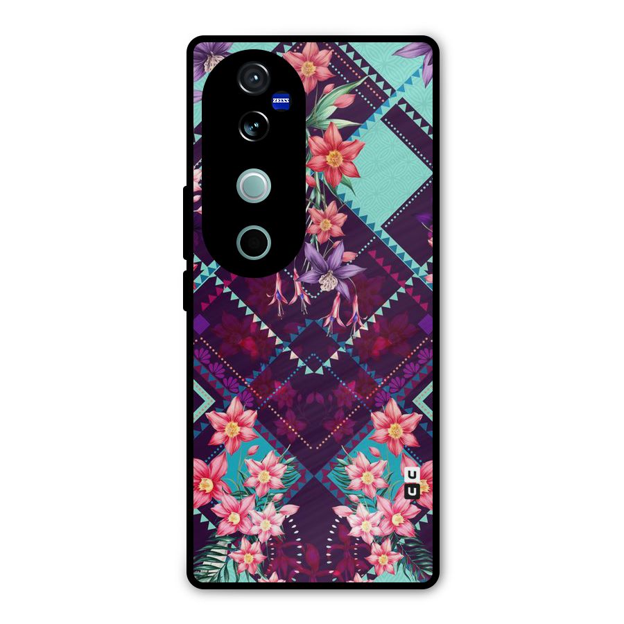 Floral Diamonds Metal Back Case for Vivo V40