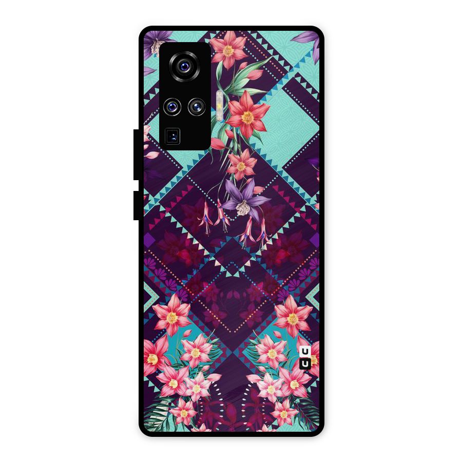 Floral Diamonds Metal Back Case for Vivo X50 Pro