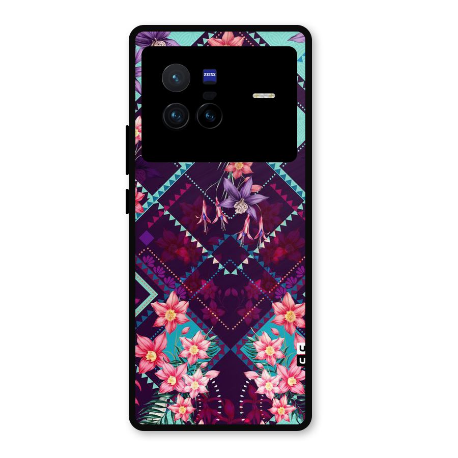 Floral Diamonds Metal Back Case for Vivo X80