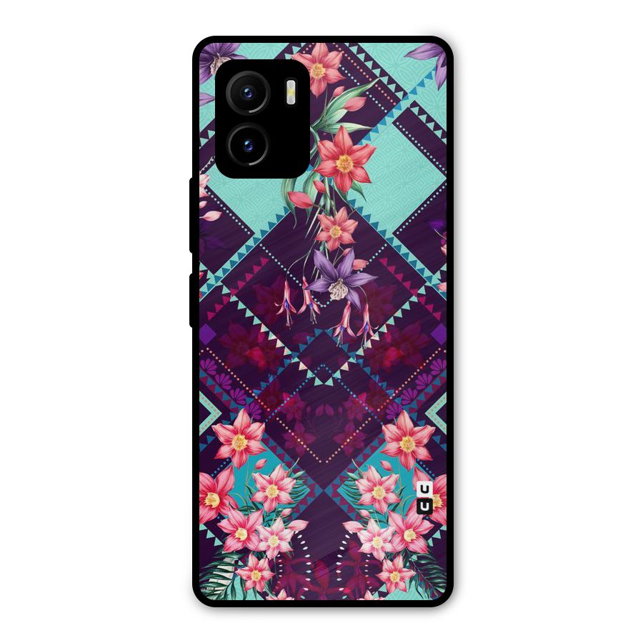 Floral Diamonds Metal Back Case for Vivo Y15s