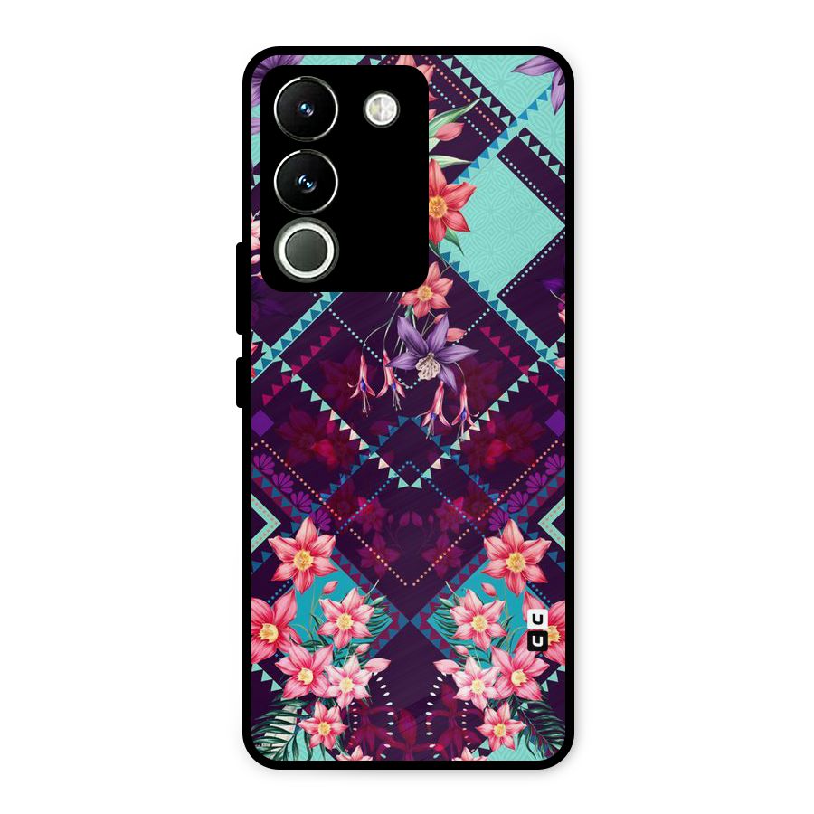 Floral Diamonds Metal Back Case for Vivo Y200