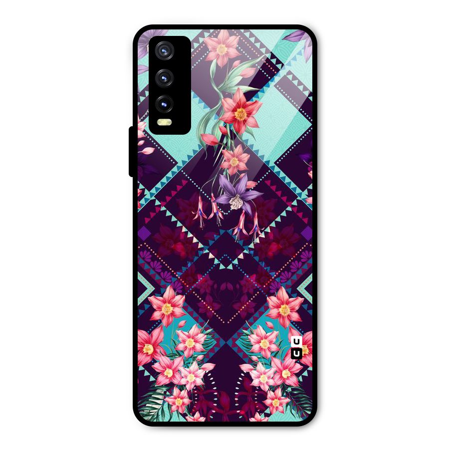 Floral Diamonds Metal Back Case for Vivo Y20 2021