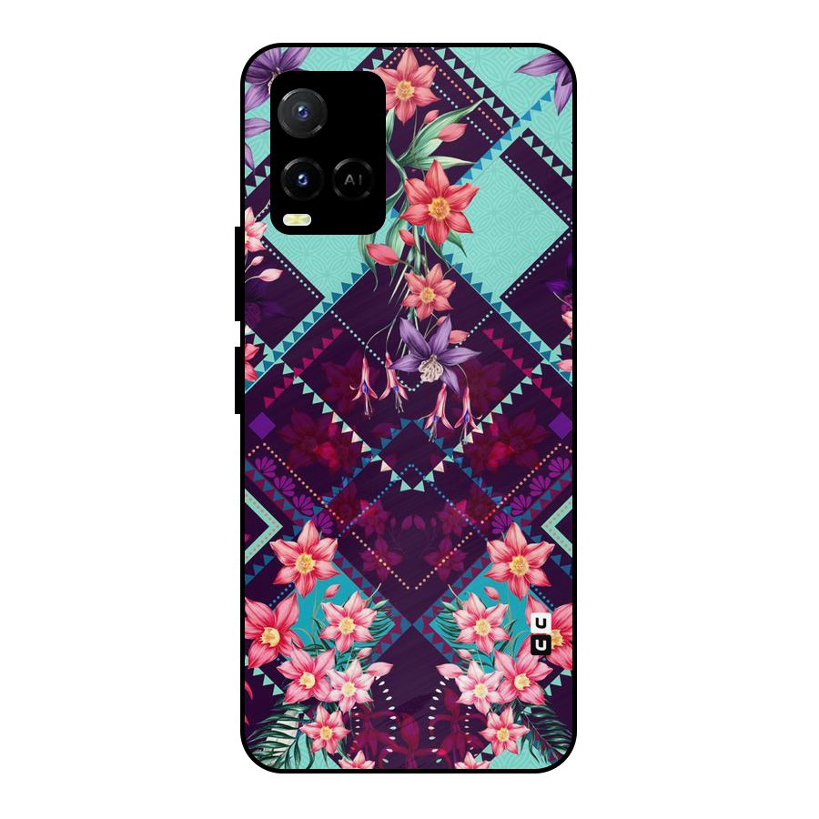 Floral Diamonds Metal Back Case for Vivo Y21G