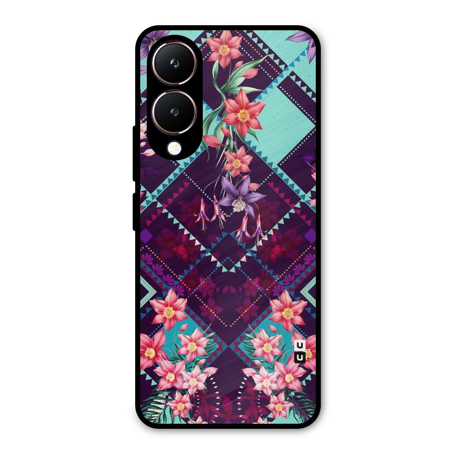 Floral Diamonds Metal Back Case for Vivo Y28