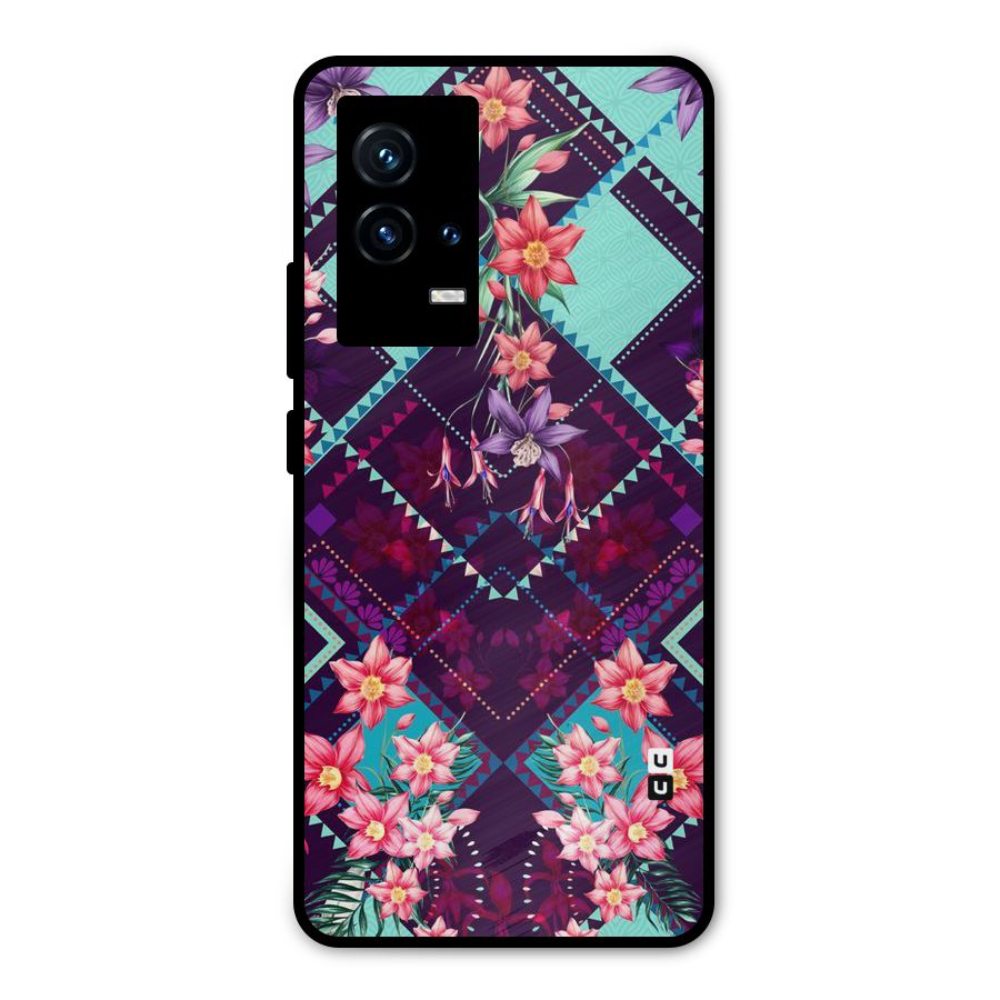 Floral Diamonds Metal Back Case for iQOO 9 5G