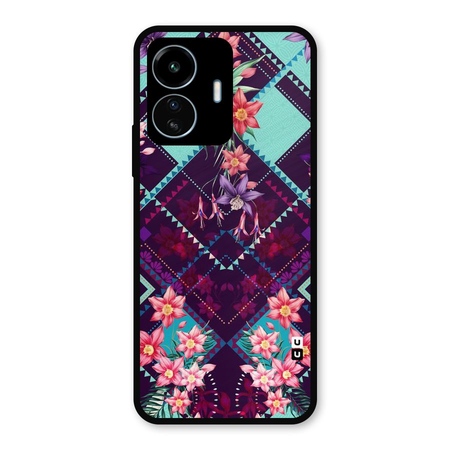 Floral Diamonds Metal Back Case for vivo iQOO Z6 Lite 5G