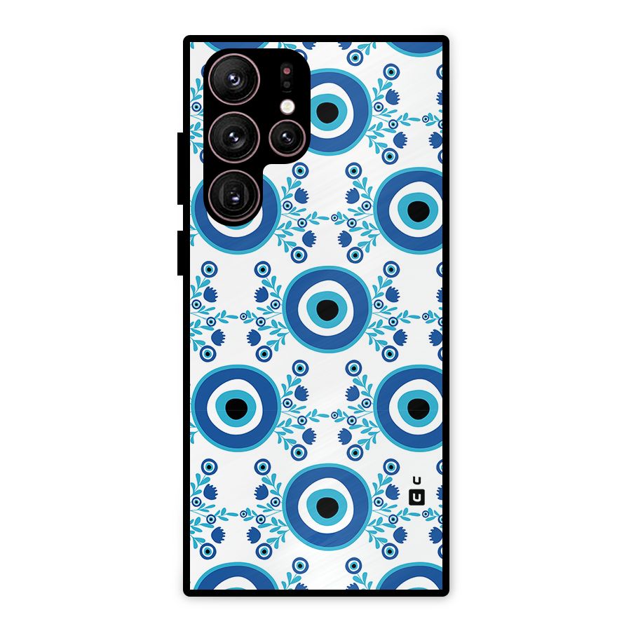 Floral Evil Eyes Metal Back Case for Galaxy S22 Ultra 5G