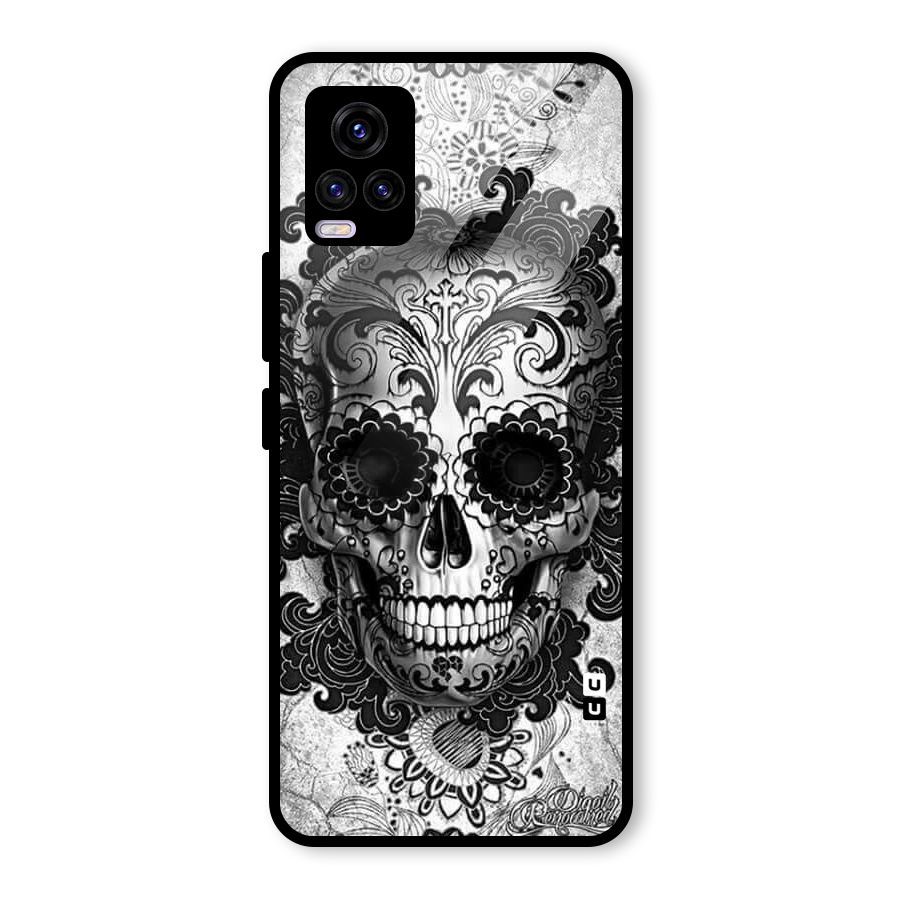 Floral Ghost Glass Back Case for Vivo V20 2021