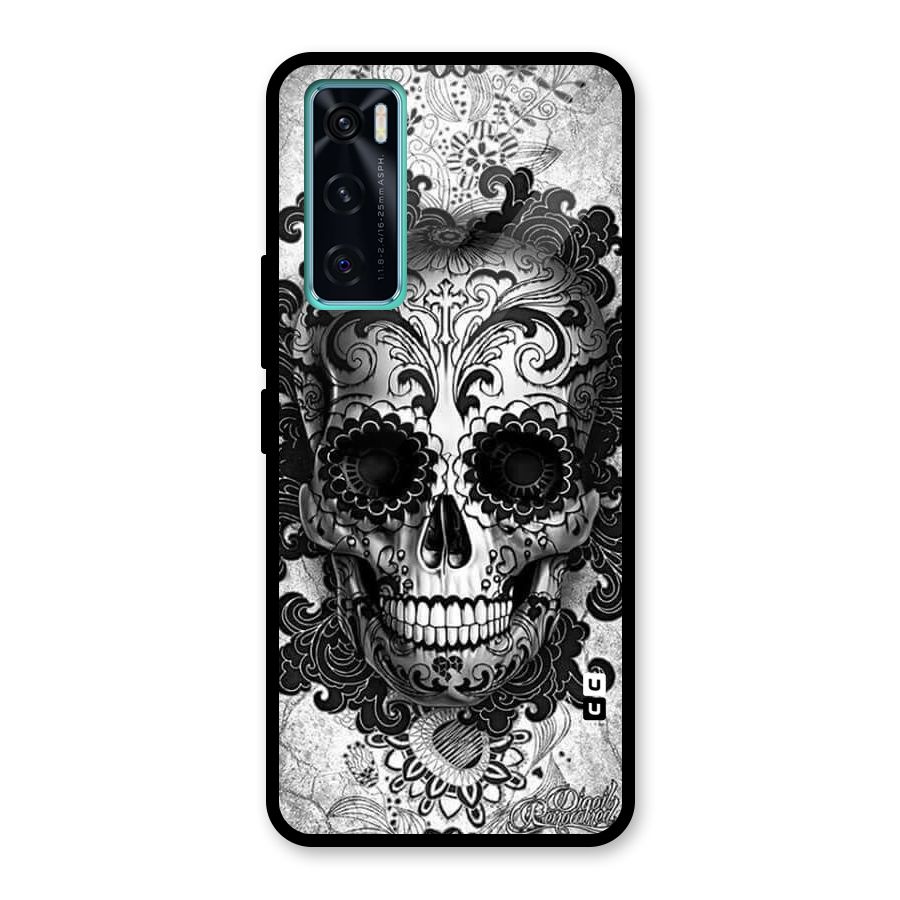 Floral Ghost Glass Back Case for Vivo V20 SE