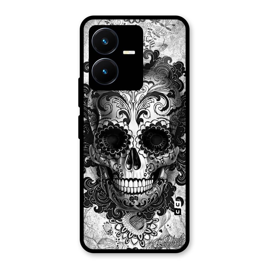 Floral Ghost Glass Back Case for Vivo Y22s