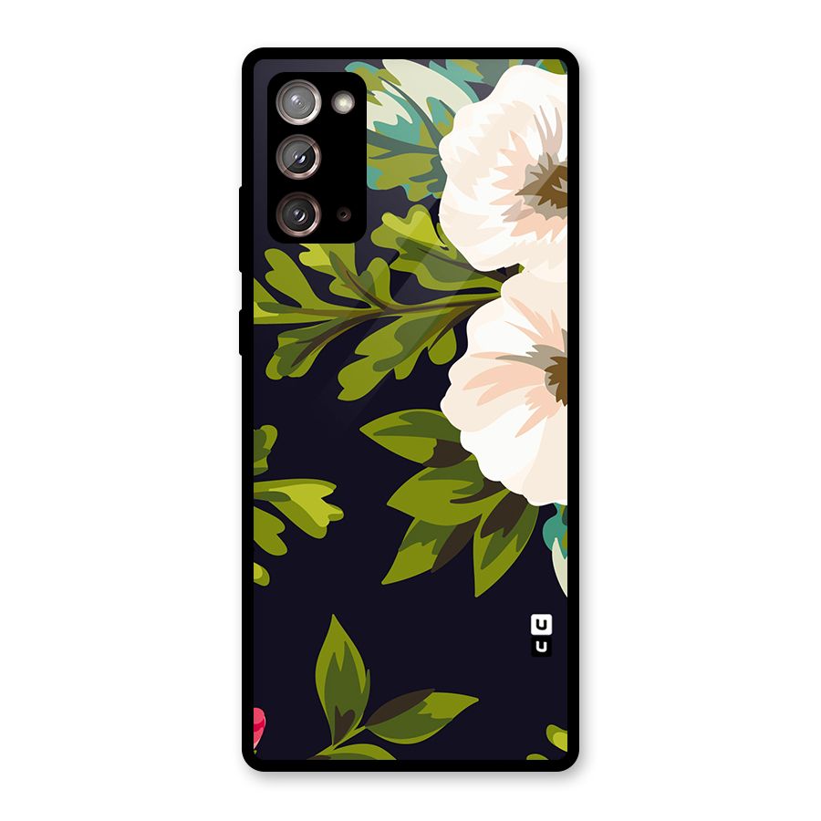 Floral Leaves Glass Back Case for Galaxy Note 20