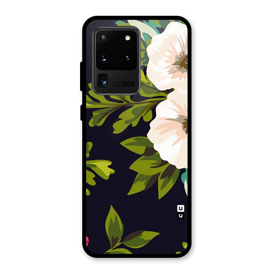 Floral Leaves Glass Back Case for Galaxy S20 Ultra