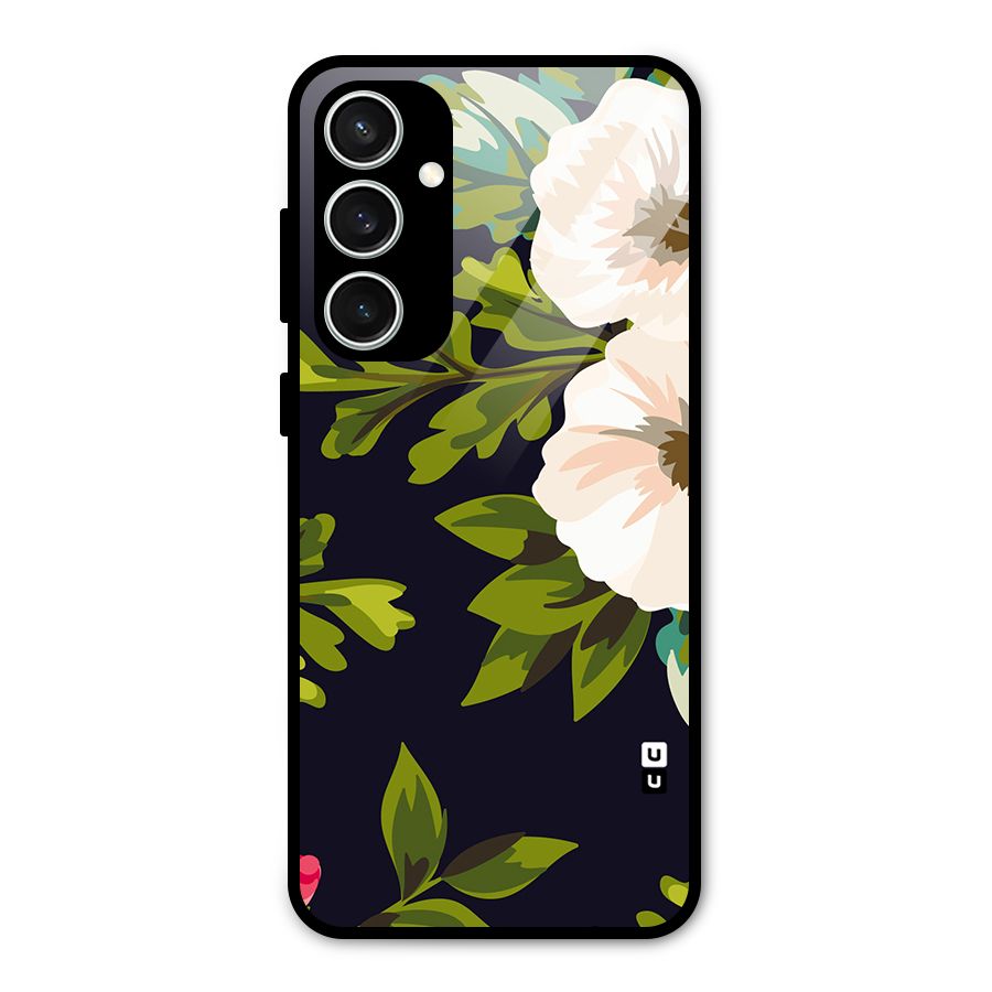 Floral Leaves Glass Back Case for Galaxy S23 FE