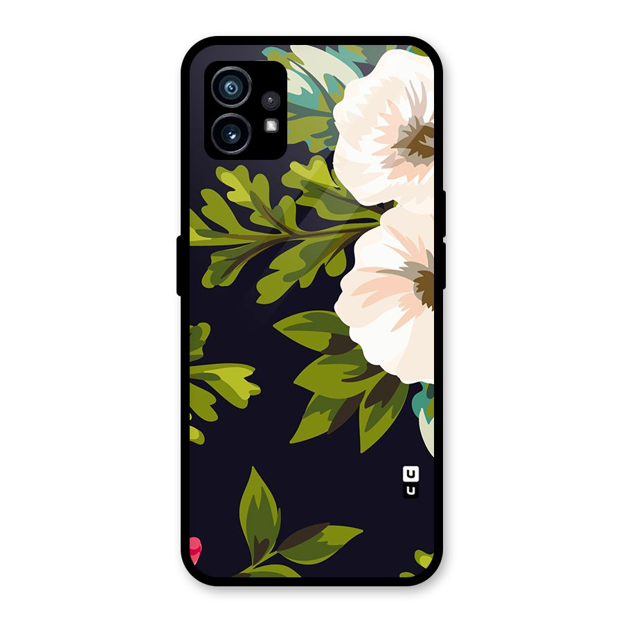 Floral Leaves Glass Back Case for Nothing Phone 1