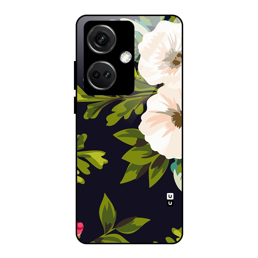 Floral Leaves Glass Back Case for OnePlus Nord CE 3 5G