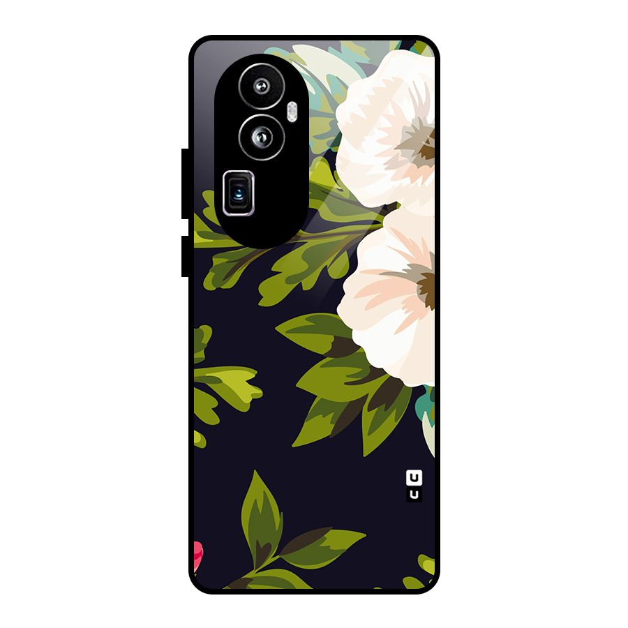 Floral Leaves Glass Back Case for Oppo Reno10 Pro Plus