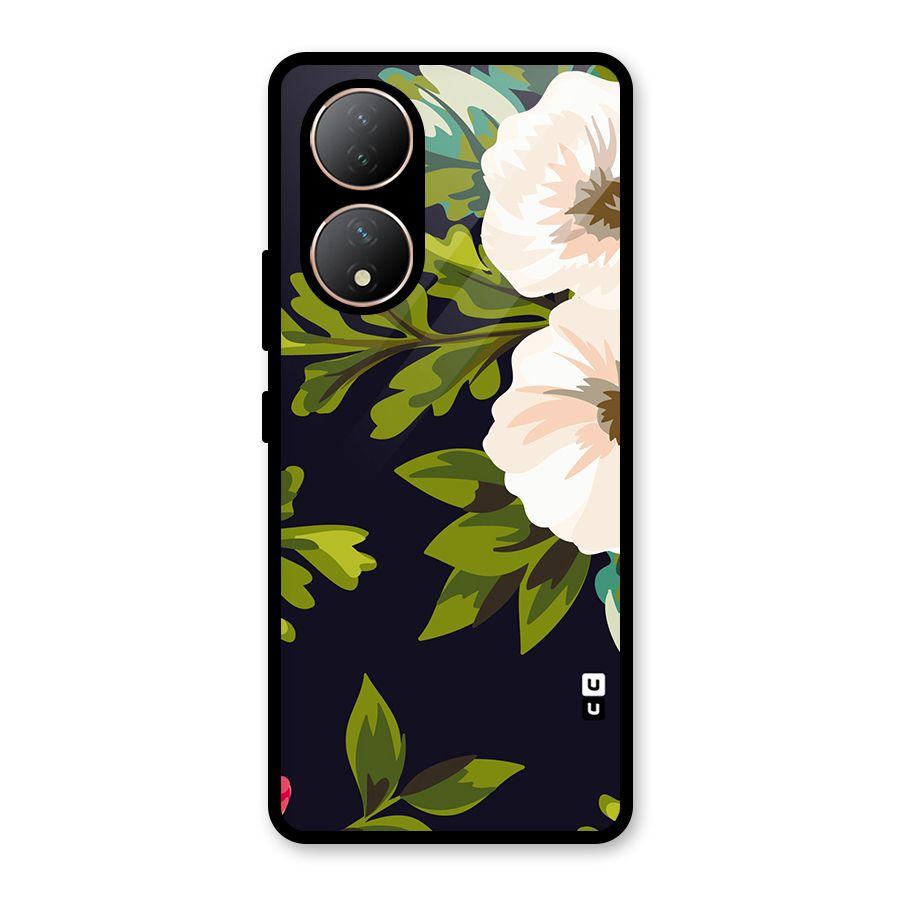 Floral Leaves Glass Back Case for Vivo Y100A