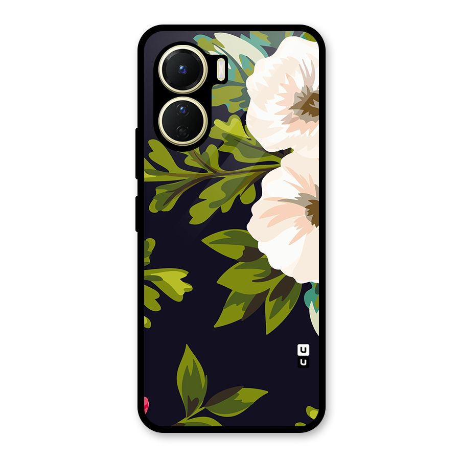 Floral Leaves Glass Back Case for Vivo Y16