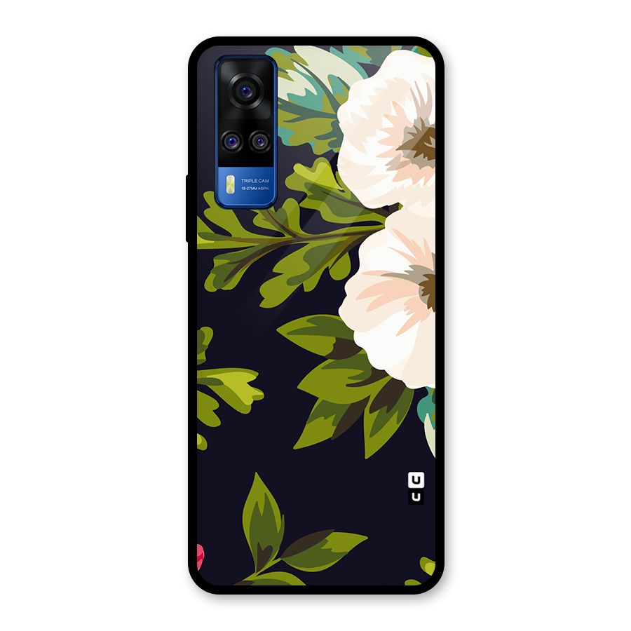 Floral Leaves Glass Back Case for Vivo Y31
