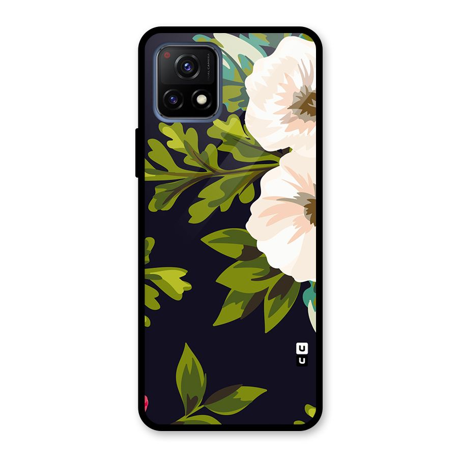 Floral Leaves Glass Back Case for Vivo Y72 5G