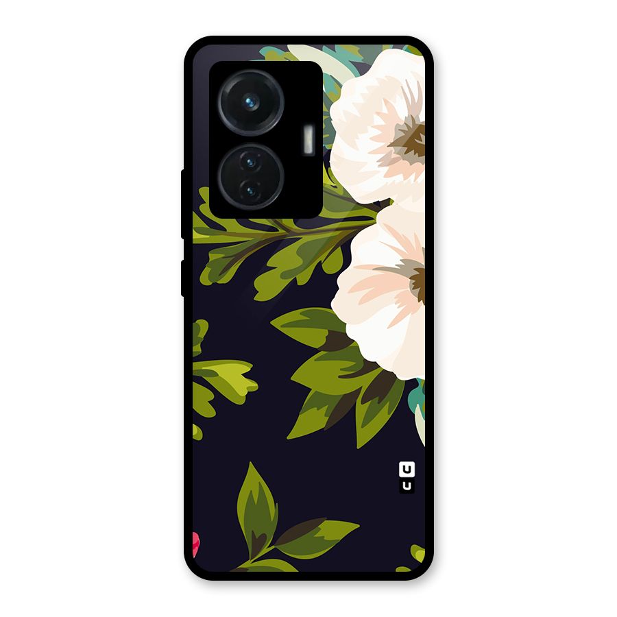 Floral Leaves Glass Back Case for iQOO Z6 44W