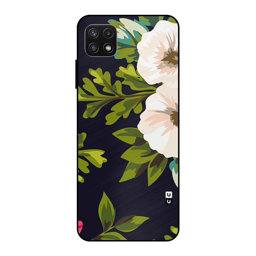 Floral Leaves Metal Back Case for Galaxy A22 5G
