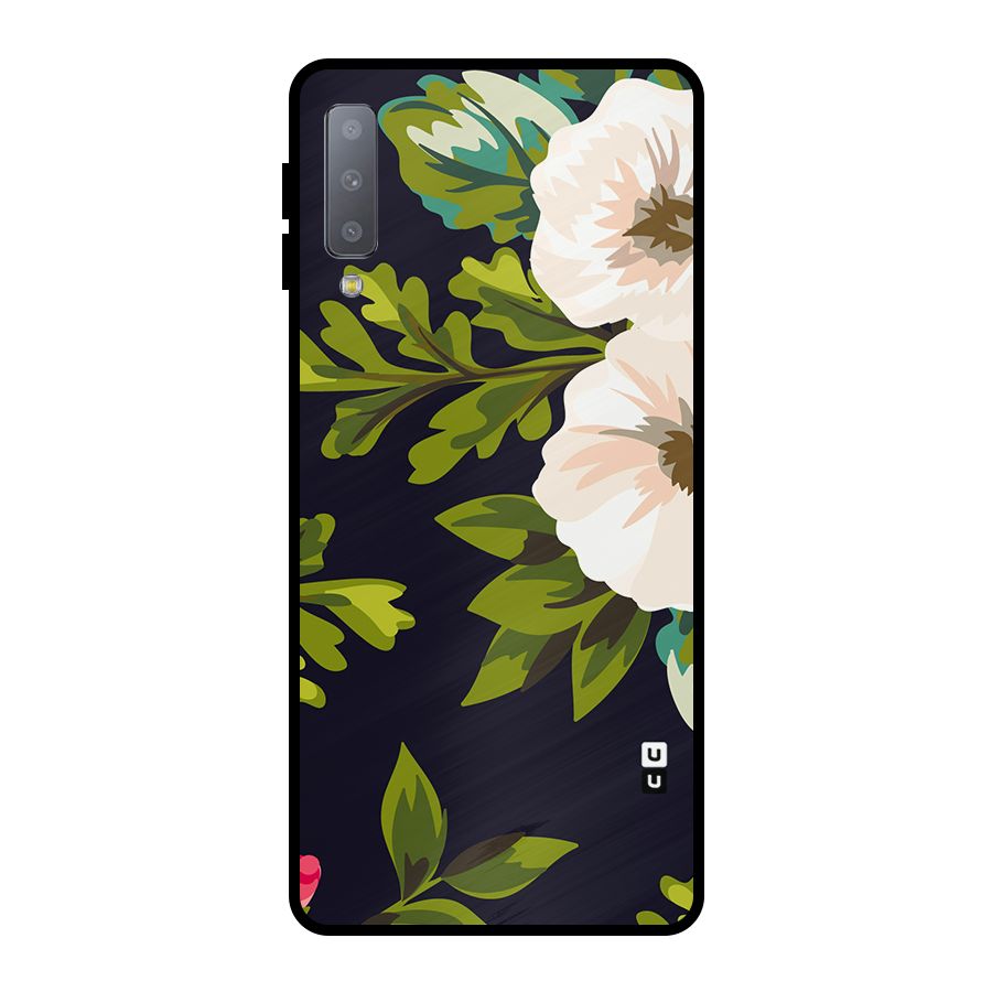 Floral Leaves Metal Back Case for Galaxy A7 (2018)