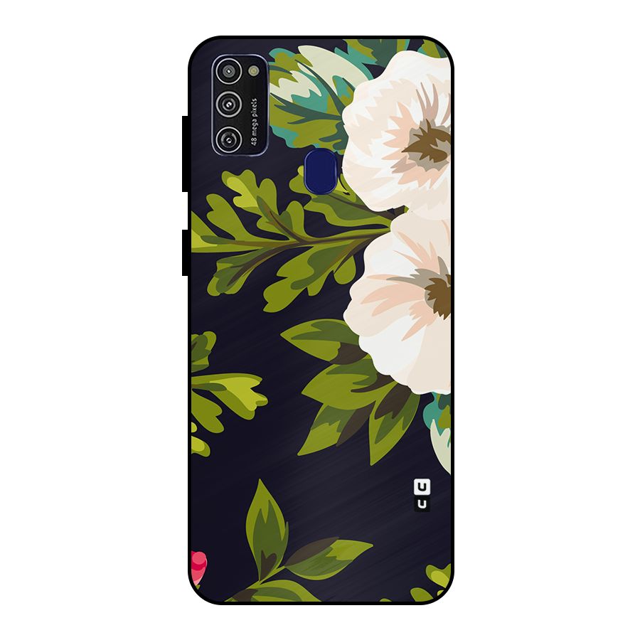 Floral Leaves Metal Back Case for Galaxy M30s