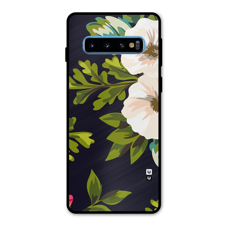 Floral Leaves Metal Back Case for Galaxy S10