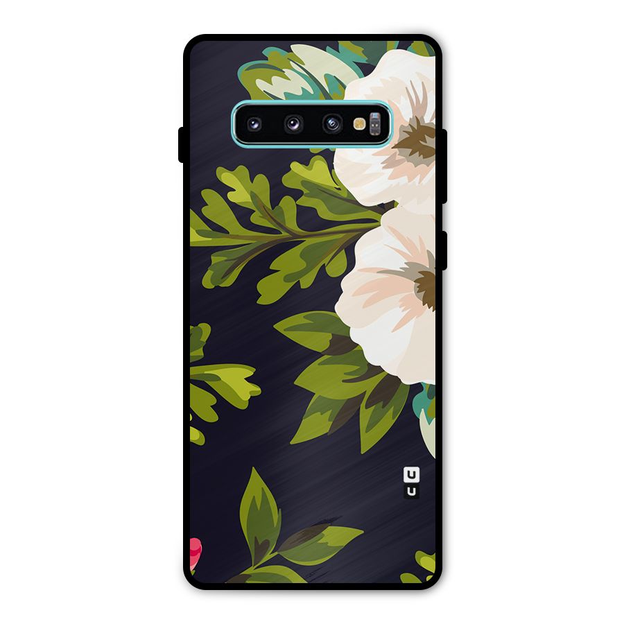 Floral Leaves Metal Back Case for Galaxy S10 Plus