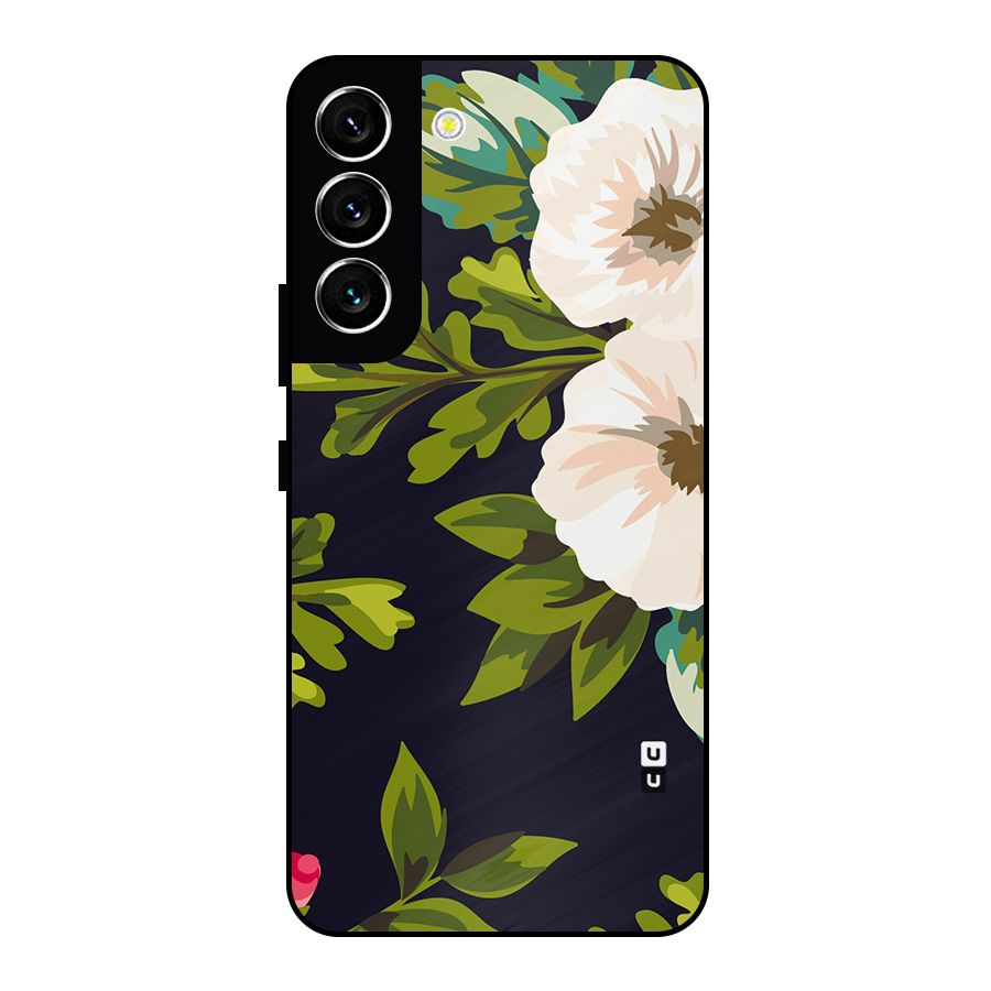Floral Leaves Metal Back Case for Galaxy S22 5G