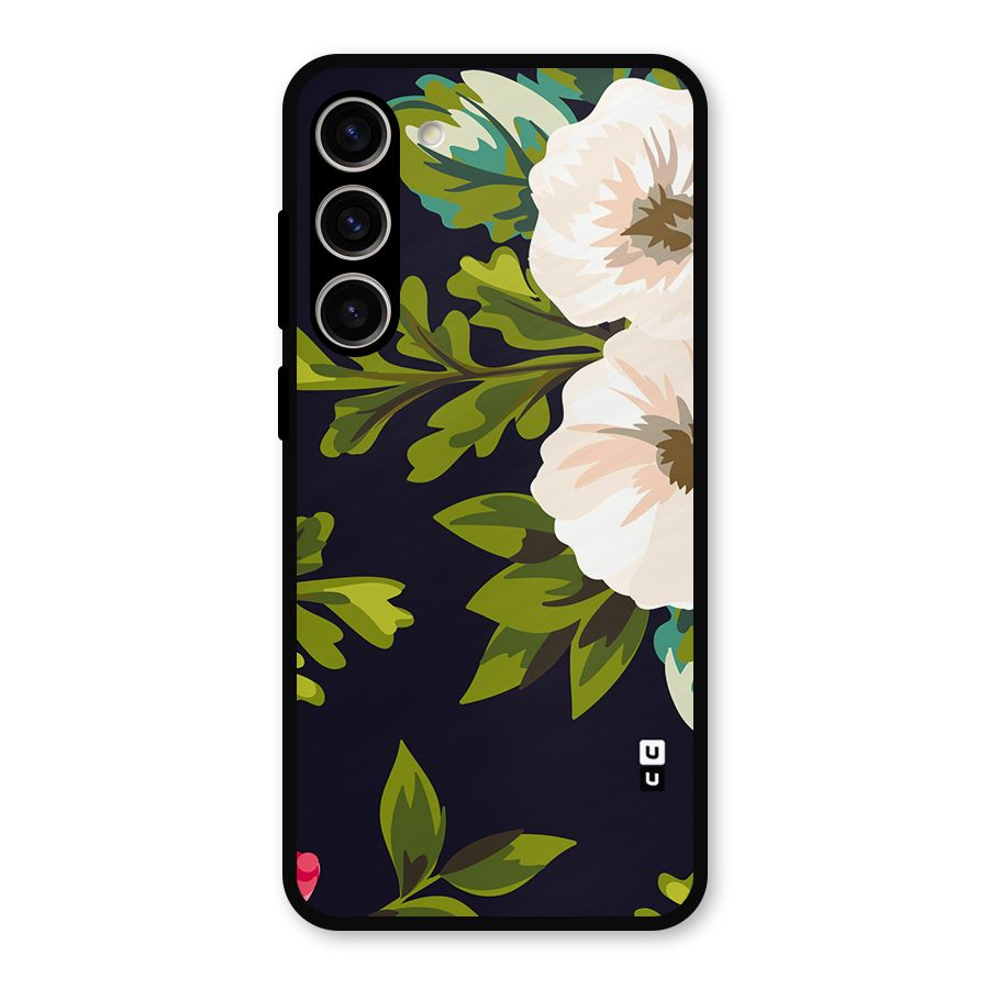 Floral Leaves Metal Back Case for Galaxy S23 Plus