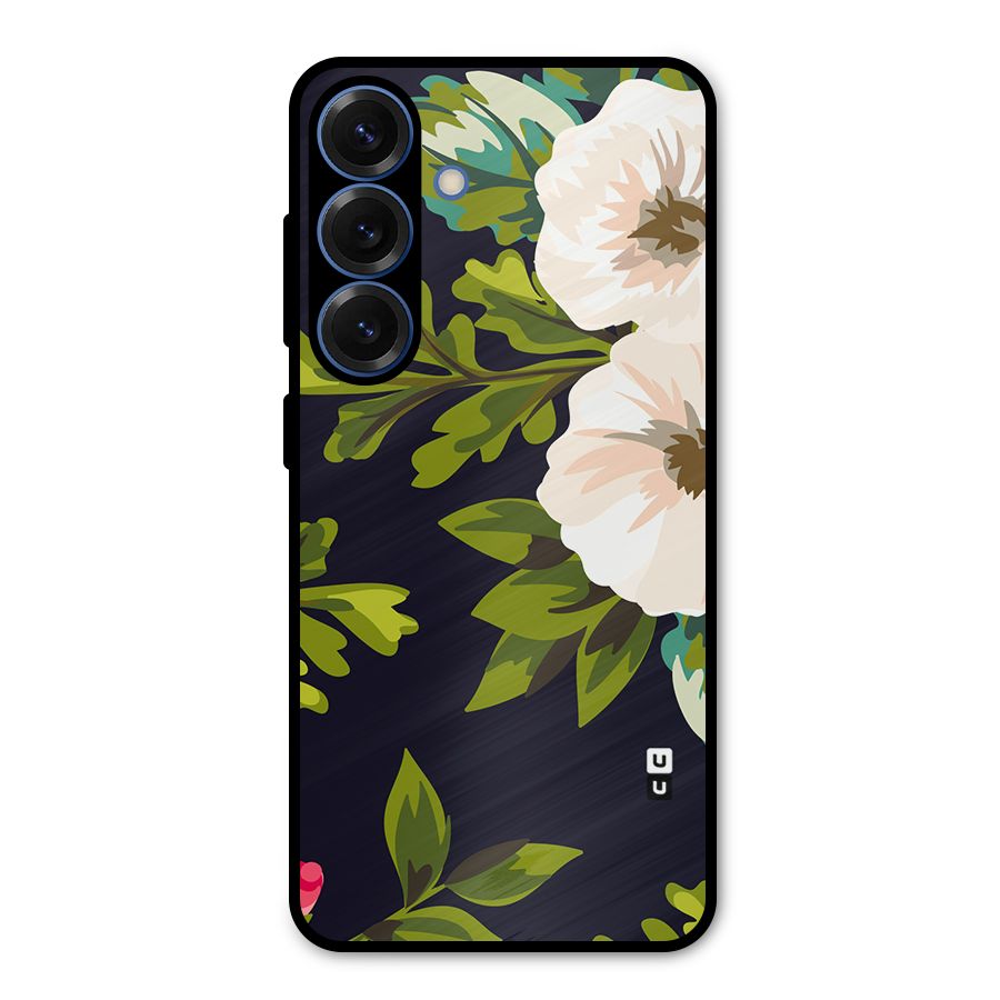 Floral Leaves Metal Back Case for Galaxy S25