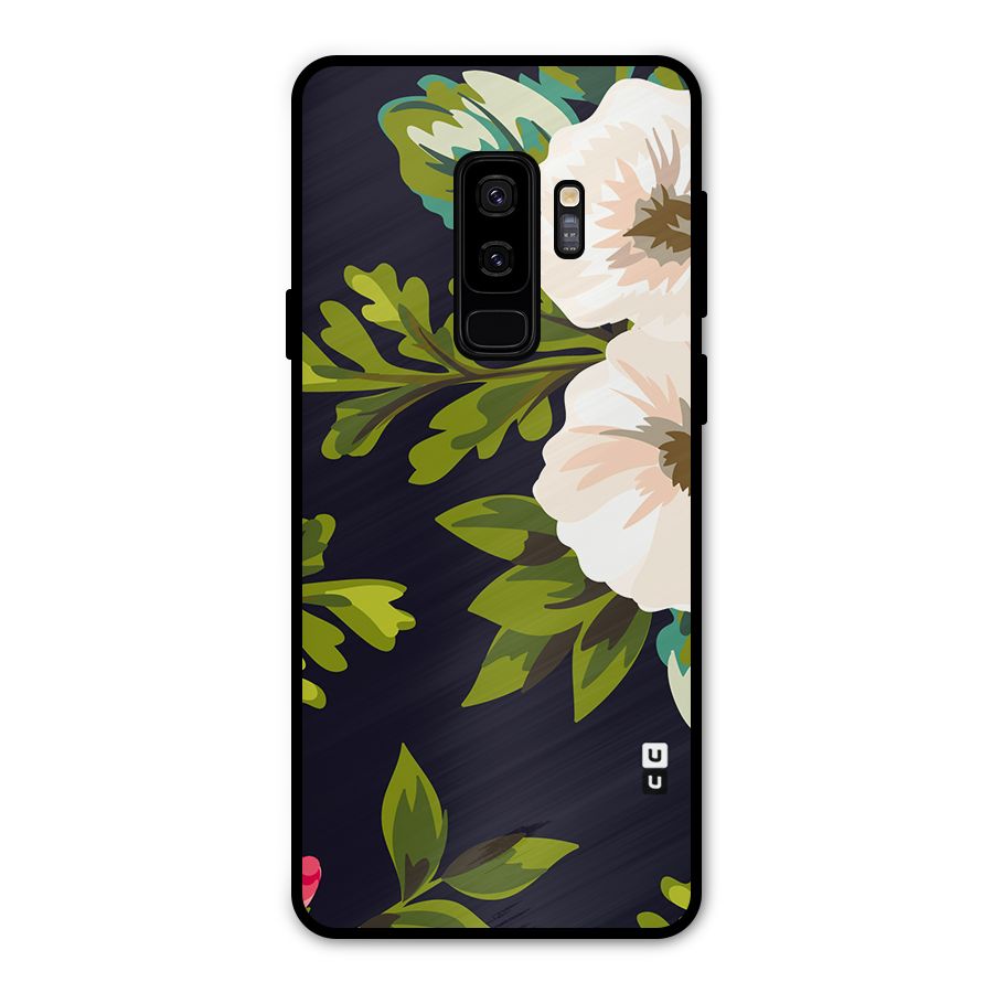 Floral Leaves Metal Back Case for Galaxy S9 Plus