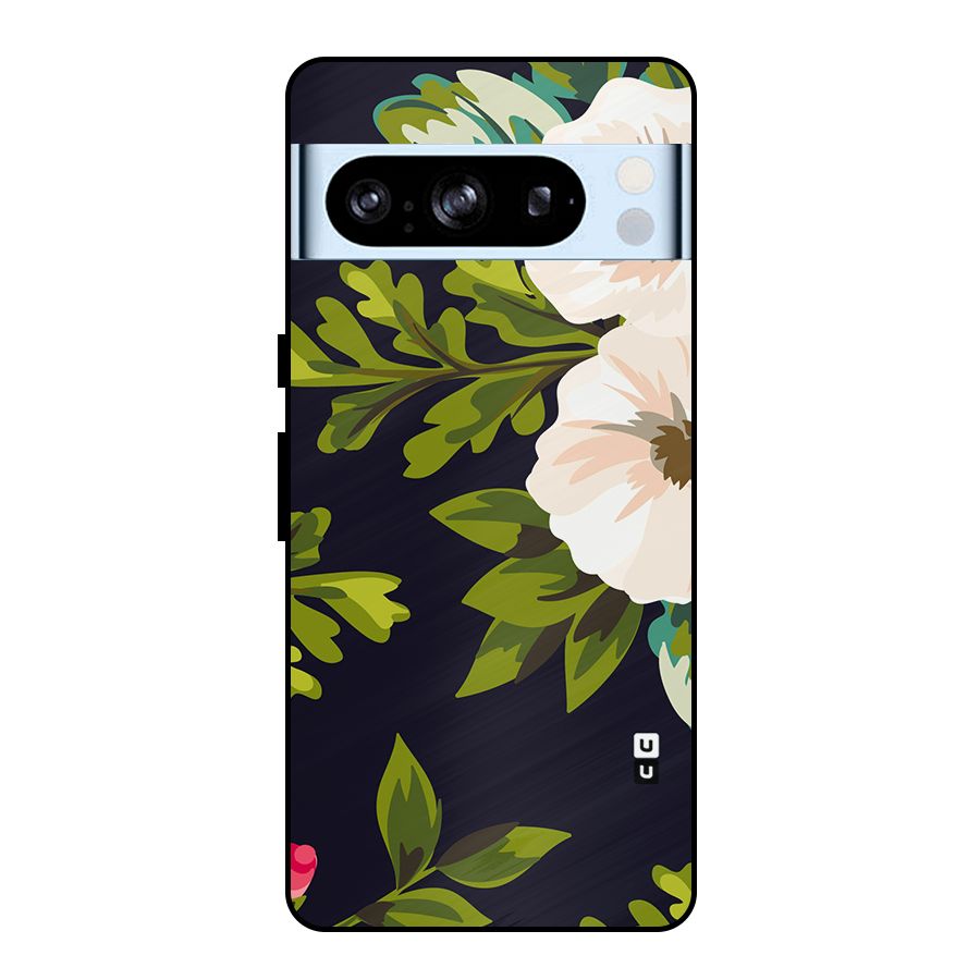 Floral Leaves Metal Back Case for Google Pixel 8 Pro