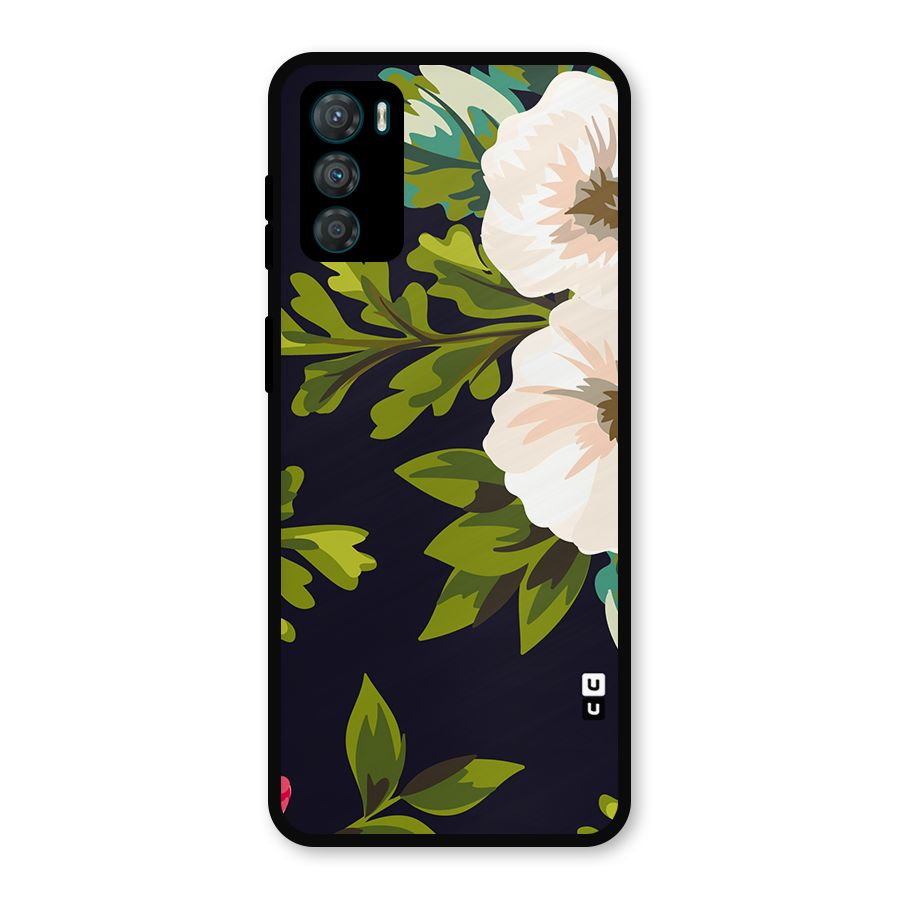 Floral Leaves Metal Back Case for Moto G42