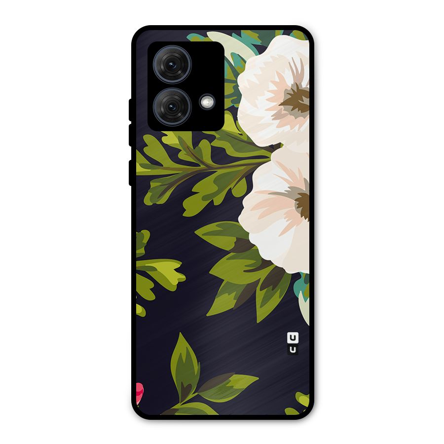 Floral Leaves Metal Back Case for Moto G84