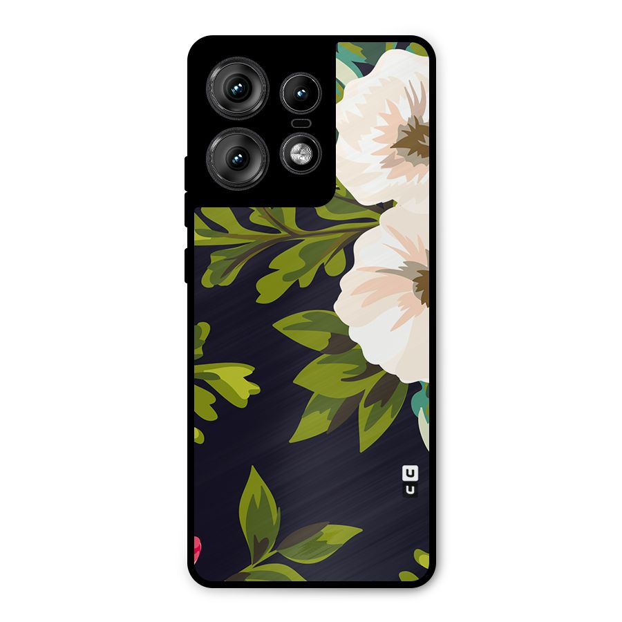Floral Leaves Metal Back Case for Motorola Edge 50 Pro